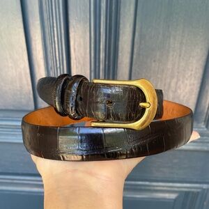 Martin Dingman black Italian Calfskin Leather in Alligator Grain belt Size 32